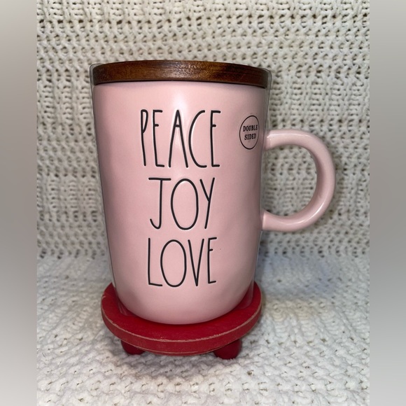 Rae Dunn PEACE JOY LOVE Mug with Topper - Picture 2 of 3